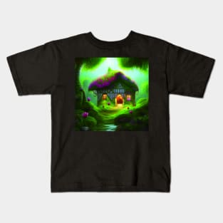 Fantasy Green House In a Greenery Scene, Fantasy Cottagecore artwork Kids T-Shirt